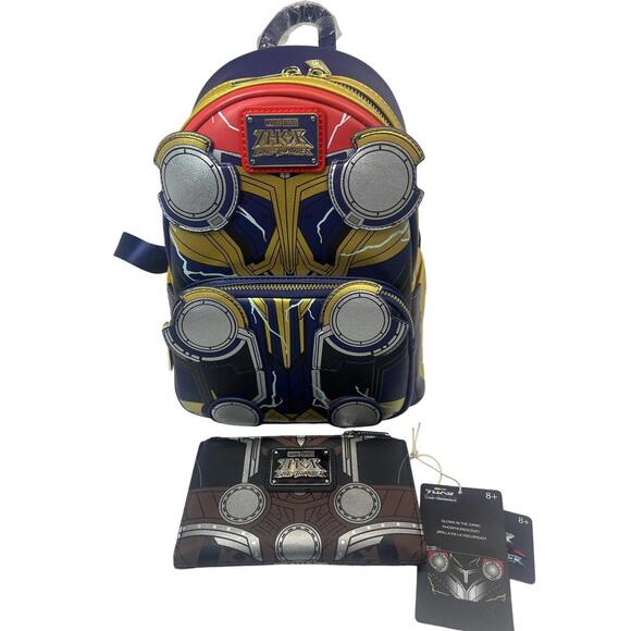 Loungefly Handbags - Loungefly Marvel Thor Love And Thunder Mini Backpack Wallet Set Womens Glow